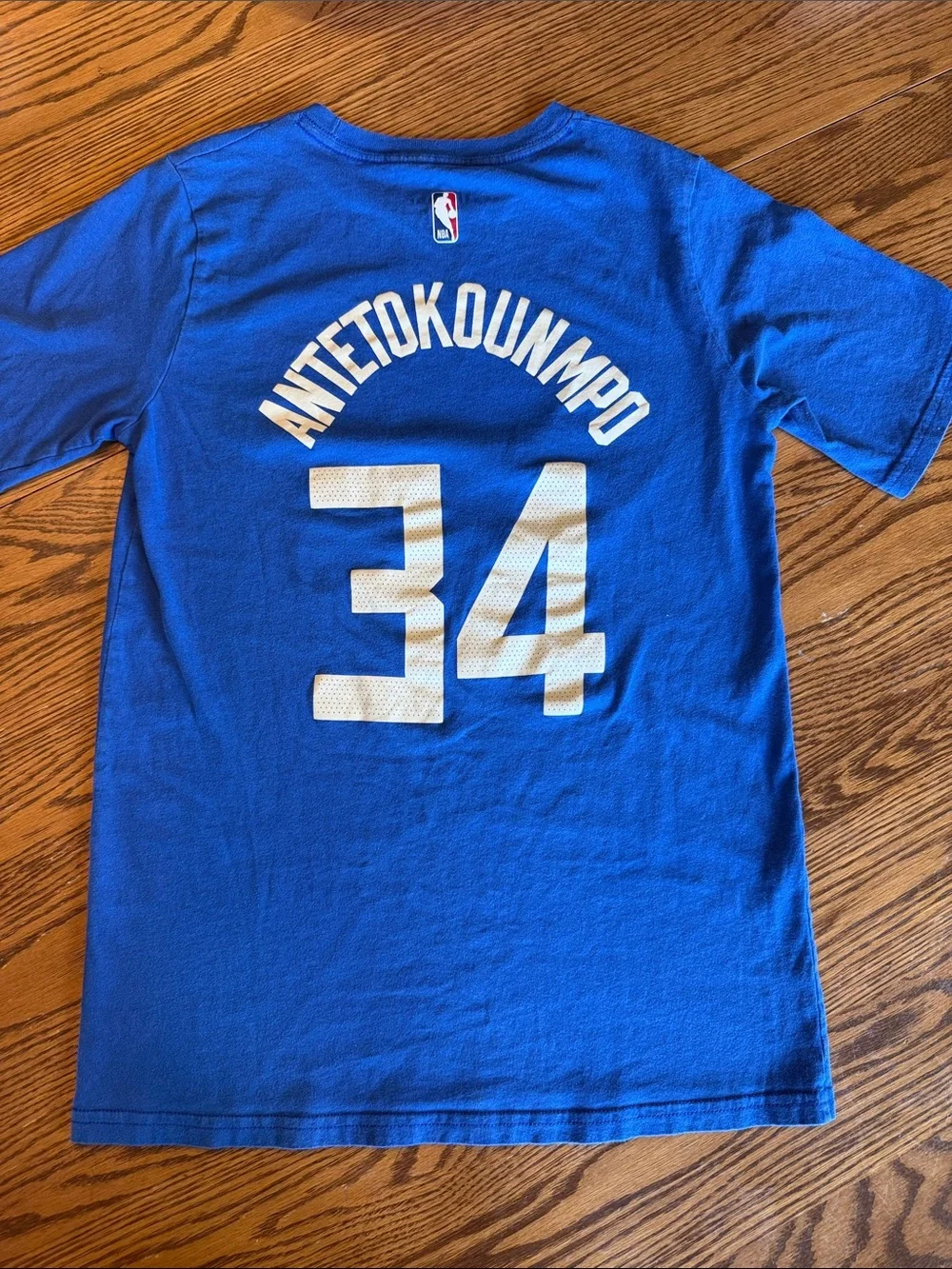 Nike Blue Milwaukee #34 Antetokounmpo Short Sleeve Tee